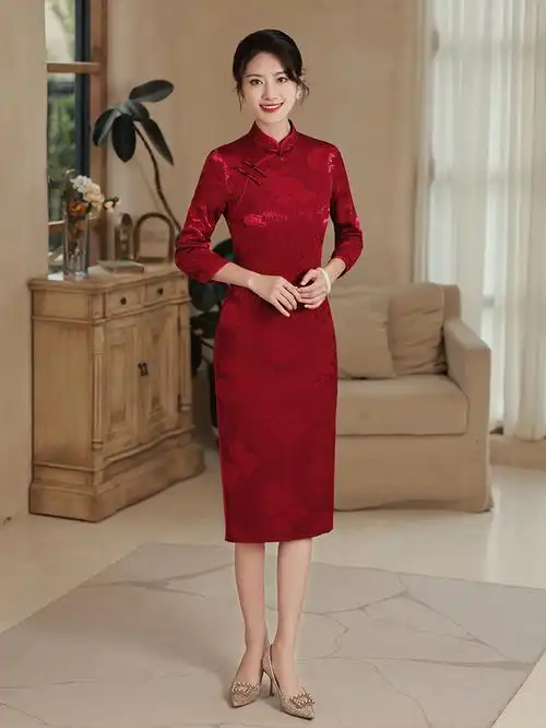 婚礼结婚妈妈装高贵加大码高端喜婆婆礼服婚宴装丈母娘旗袍连衣裙