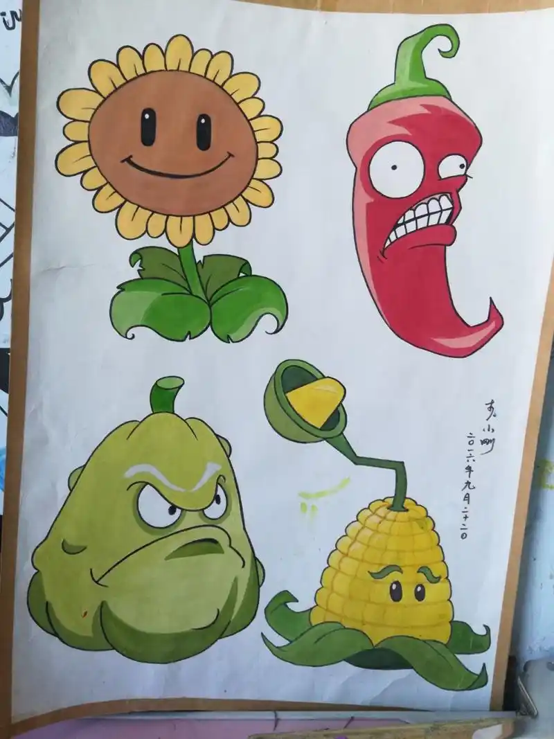 植物大战僵尸 卡通画 动漫 儿童画,简笔画