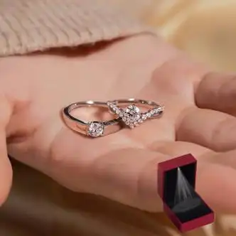 欧卡纳婚礼现场结婚一对戒指仿真莫桑婚戒订婚钻石女假对戒订婚求婚