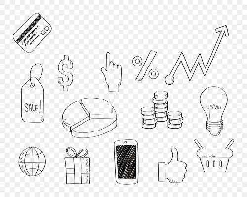 手绘金融经济手账图标