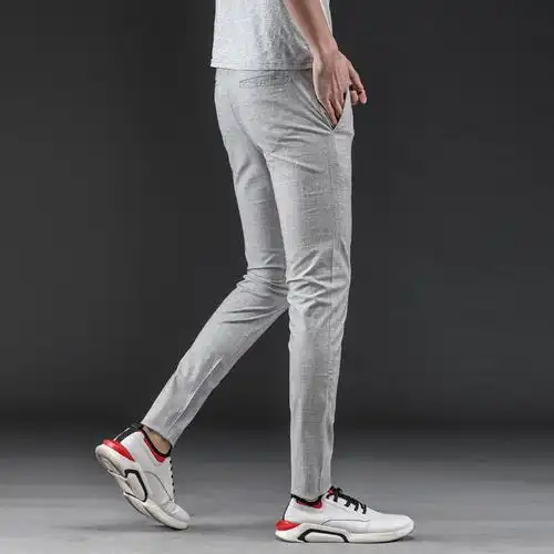 梵克公牛夏装男裤夏天裤子夏季款男士麻休闲裤长裤常规小脚流百搭