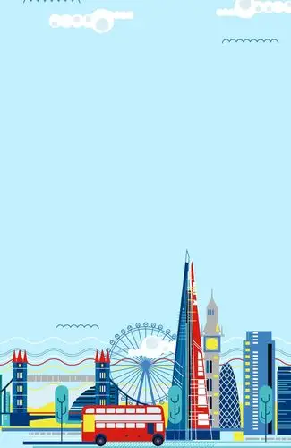 简约扁平时尚城市主题海报矢量背景图