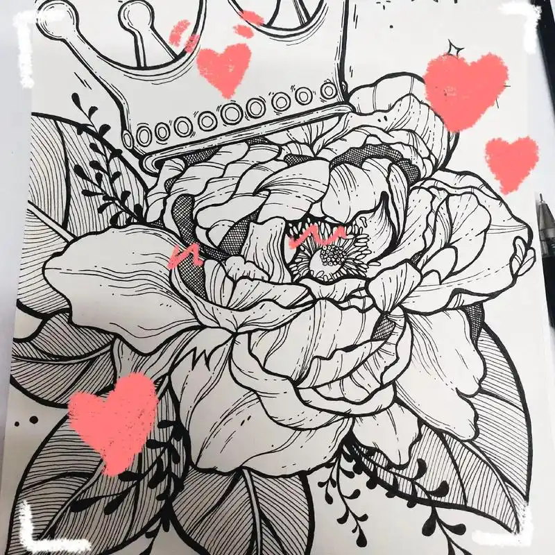 绘画94牡丹花(附过程)绘画*牡丹花 纸: a4便条本 笔: - 抖音