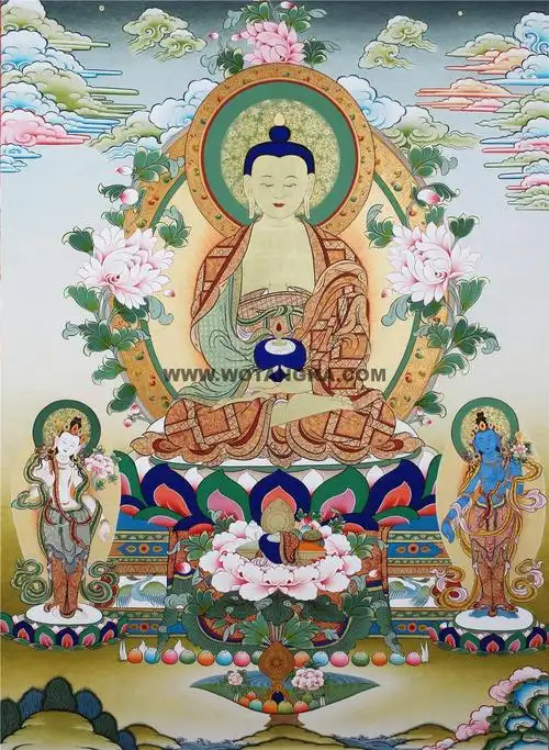 彩绘唐卡-阿弥陀佛金身像