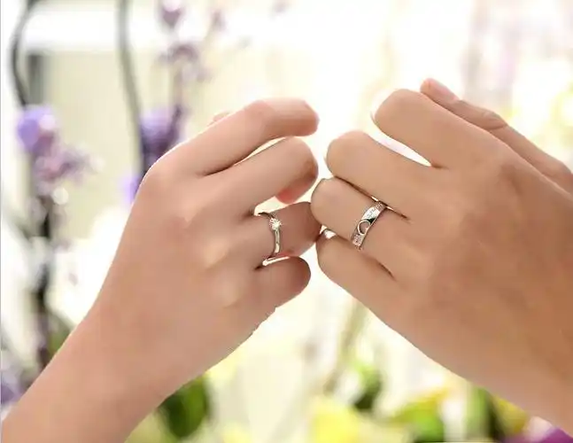 s925纯银饰品开口钻戒 一生一世情侣戒指 活口结婚男女款指环一对