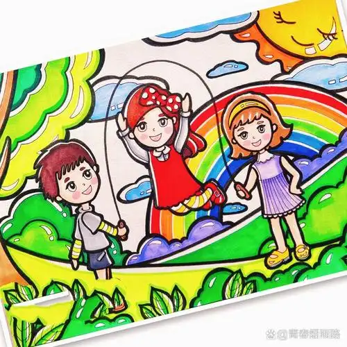 欢乐童年马克笔儿童画儿童创意美术二创