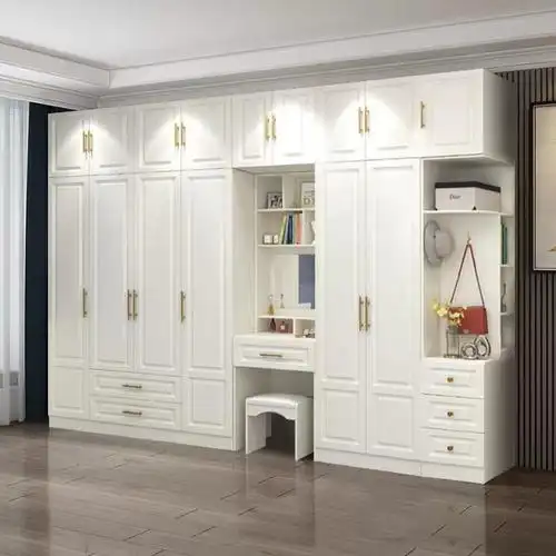 新款梳妆台一体衣柜组合书桌家用卧室现代简约小户型三四门顶柜子