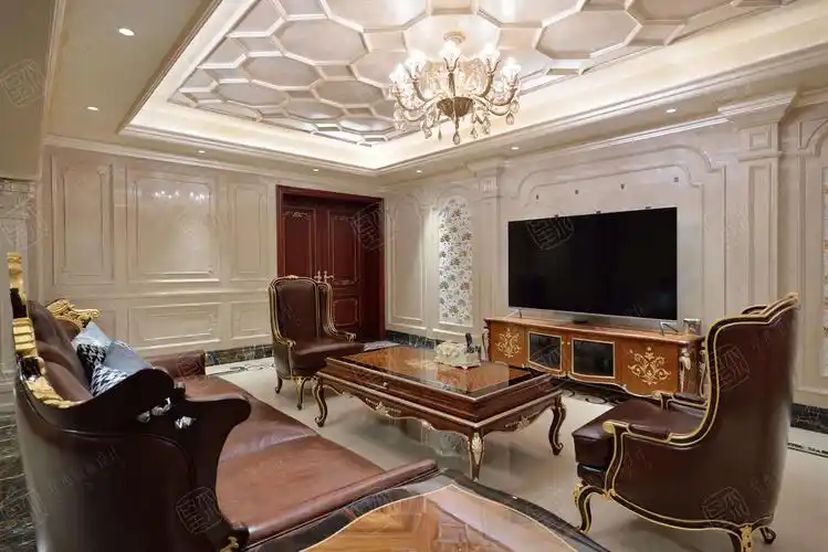 旭辉江湾墅 法式实景装修客厅效果图