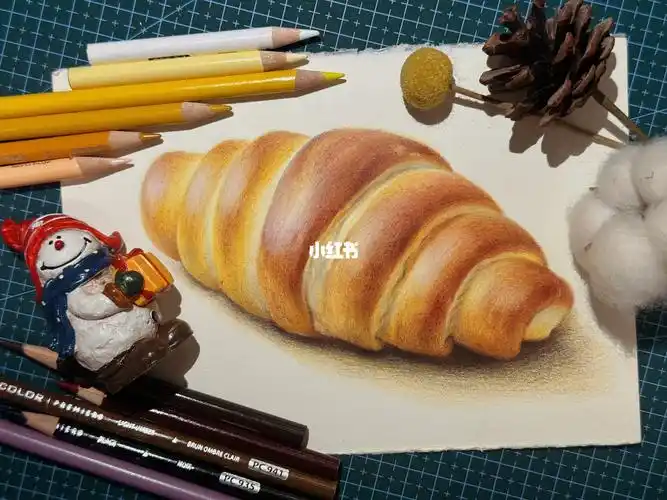 图片过程|教你彩铅画海盐面包|适合零基础
