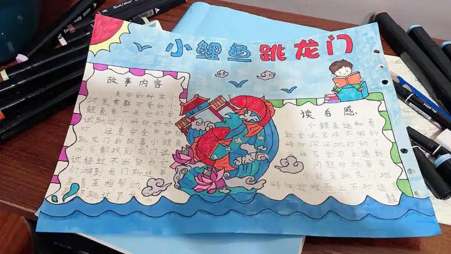 二年级手抄报小鲤鱼跳龙门手抄报