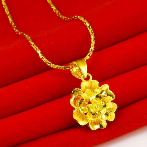 正品黄金项链吊坠女款花朵坠子9999足金真金纯金首饰送礼妈妈按克