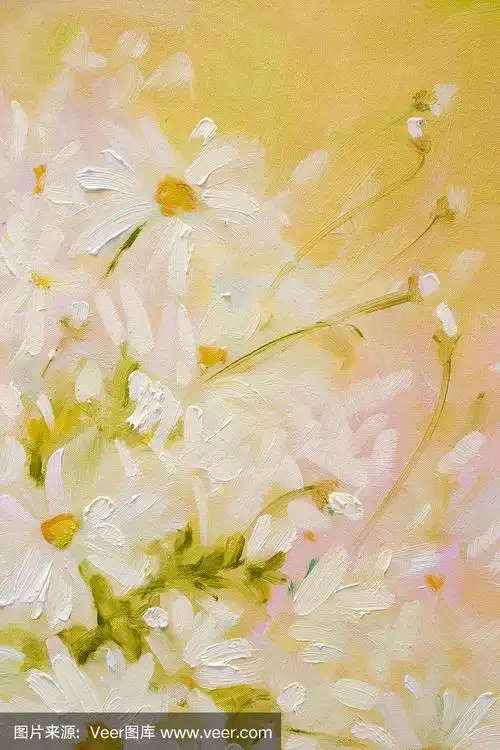 白色雏菊油画