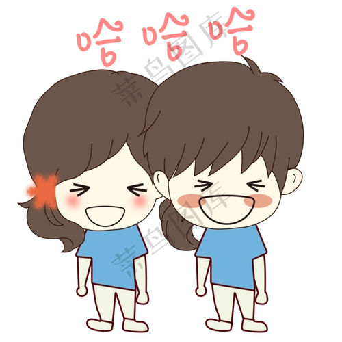 七夕情人节卡通手绘情侣哈哈大笑(2000x2000(dpi:300))psd模版下载