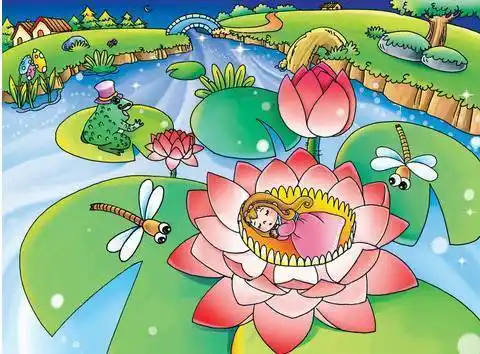 拇指姑娘简笔画彩色可爱