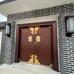 锌合金别墅大门双开中式铜门进户门农村庭院自建房仿古院子对开门