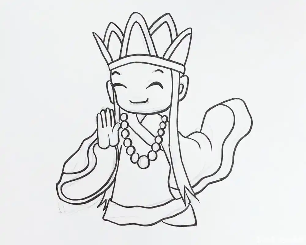 q版简笔画西游记唐僧唐玄奘简笔画画画步骤简单易画