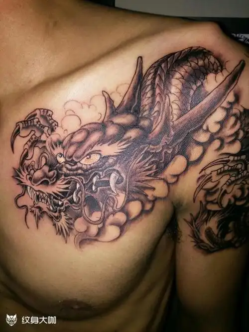 过肩龙_纹身图案手稿图片_杜铁山的纹身作品集