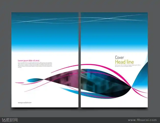 蓝色渐变背景曲线分隔画册封面矢量素材(一)(图片id:109232)-画册折页