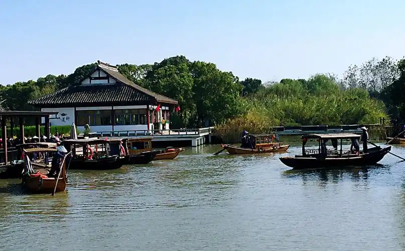 金秋时节畅游沙家浜芦苇荡风景区