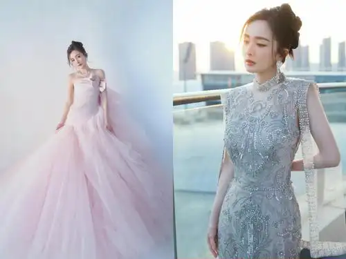 杨幂两套造型亮相活动,粉色纱裙与银色闪片修身裙,演绎不同风格