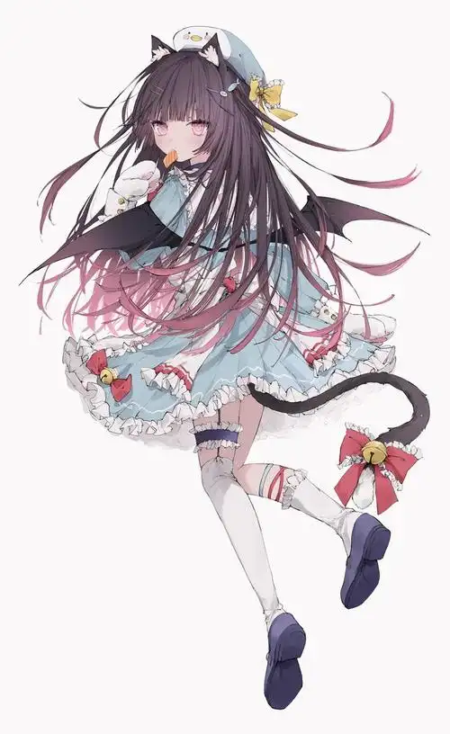 长犄角的恶魔少女插画图片