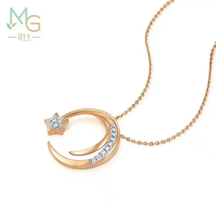 周生生爱情蜜语流星钻石项链.