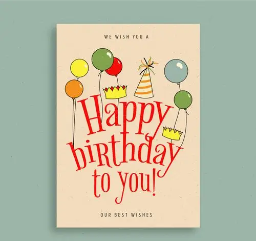 彩色生日祝福贺卡矢量素材_广告设计_懒人图库