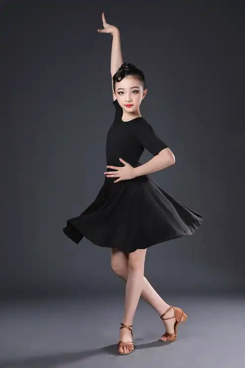 服装拉丁拉丁舞女童表演演出服无袖练功比赛夏比赛儿童演出服