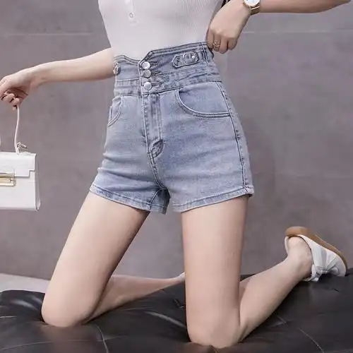 女装2022年新款夏装时尚超高腰牛仔短裤女夏2022新款紧身弹力包臀热裤