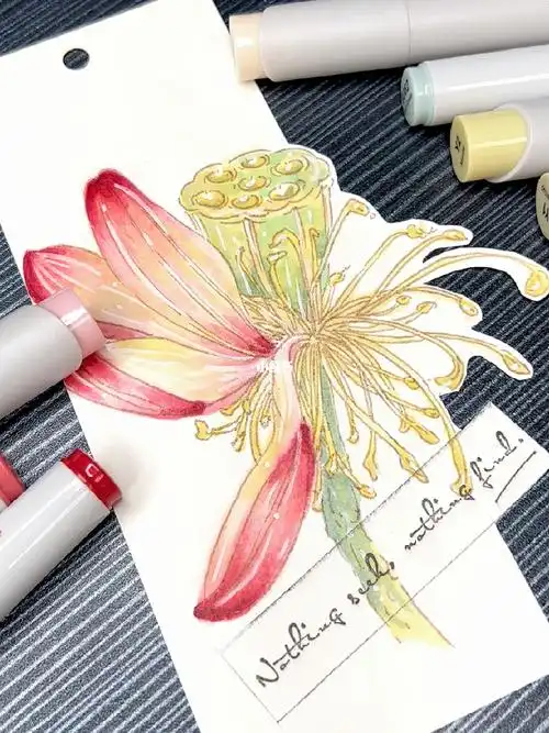 九月的最后一天,就以花卉书签92结束吧#笔记灵感  #马克笔手绘