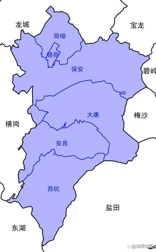 深圳市龙岗区园山街道6个社区分布地图