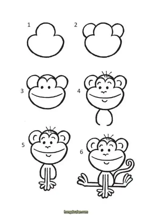 一步一步学习画猴子要如何画猴子简笔画大全