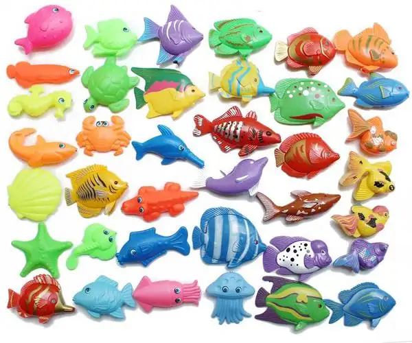 儿童磁性钓鱼玩具双面鱼套装 26条鱼1鸭子1个蔬菜 4根鱼竿件套