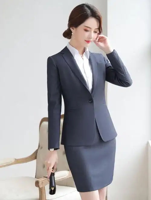 正装女大学生气质职业装商务银行面试正装女大学生上班工作服小西装