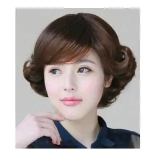 中老年妈妈假发短发外翻翘短卷发老太太假发中短发全头套羊毛卷发