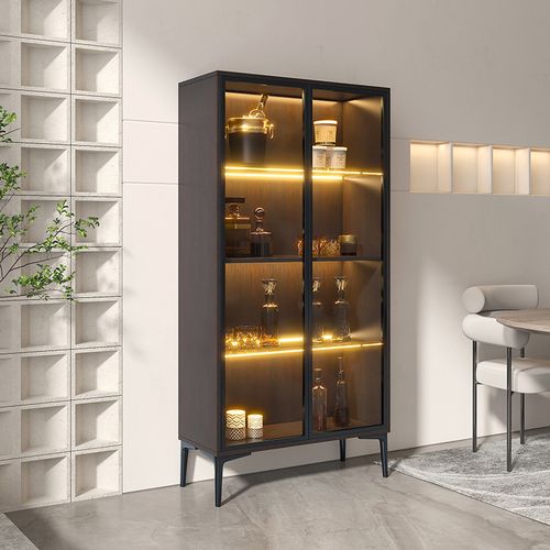玻璃酒柜客厅靠墙现代简约家用轻奢风展示柜2022新款高档小玻璃柜