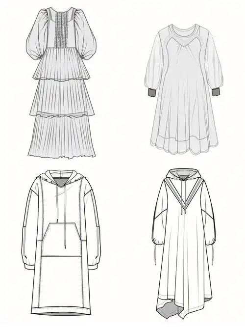 连衣裙|正反面服装款式图|服装设计(16)