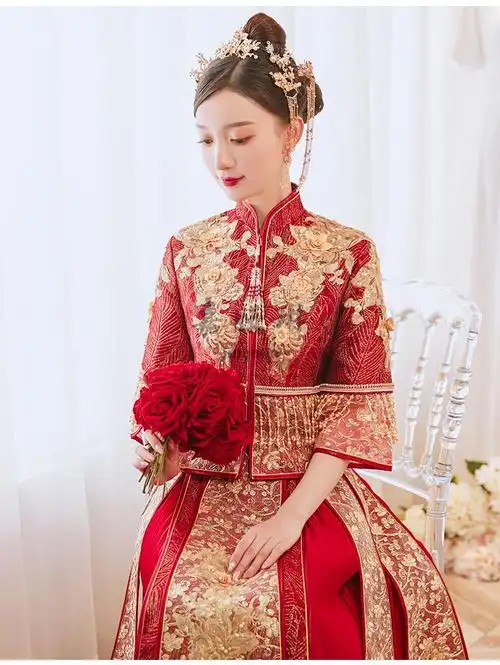 中式婚礼秀禾服敬酒服秀禾服新款新娘结婚中式婚纱礼服秀和服嫁衣春季