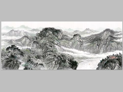 玄关江山多娇风水宝地招财靠山国画山水装饰画芯高清宣纸微喷打印