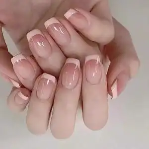 手工定制少女粉色法式渐变美甲成品反复穿戴式贴片新娘孕妇可拆卸