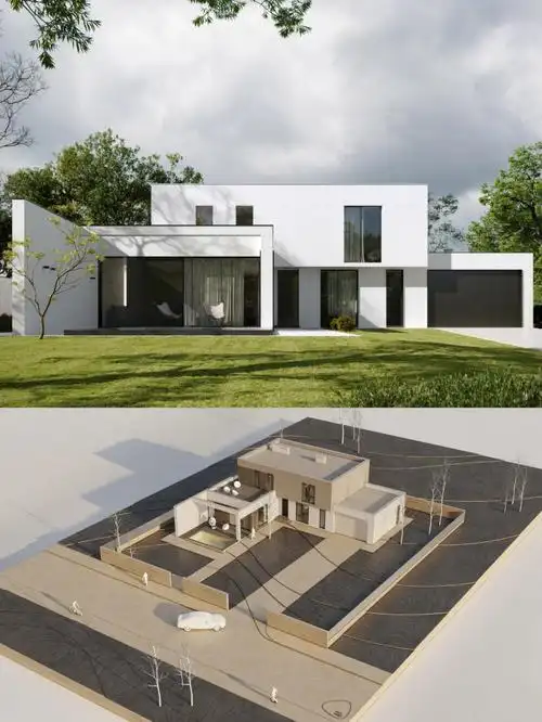 一层半极简主义别墅住宅设计