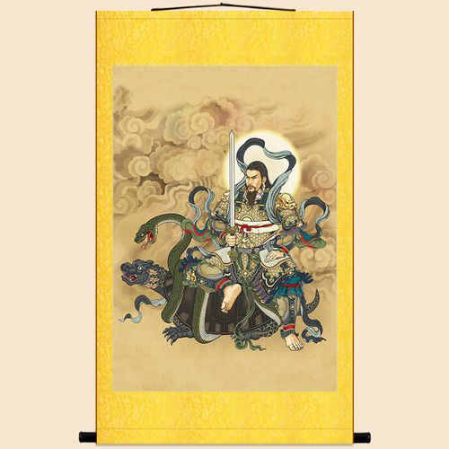 真武大帝画像挂画 北极玄天上帝神像画 中式装饰画丝绸卷轴画定制