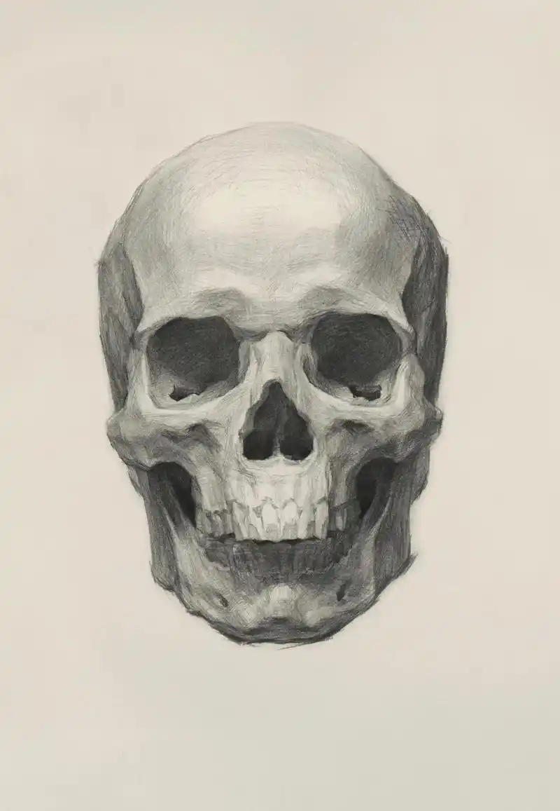 头骨三视图.学习头像永远也绕不过去的头骨研究#素描 #美术生 - 抖音