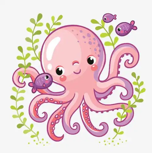 粉色可爱卡通手绘插画装饰可爱粉色乌贼