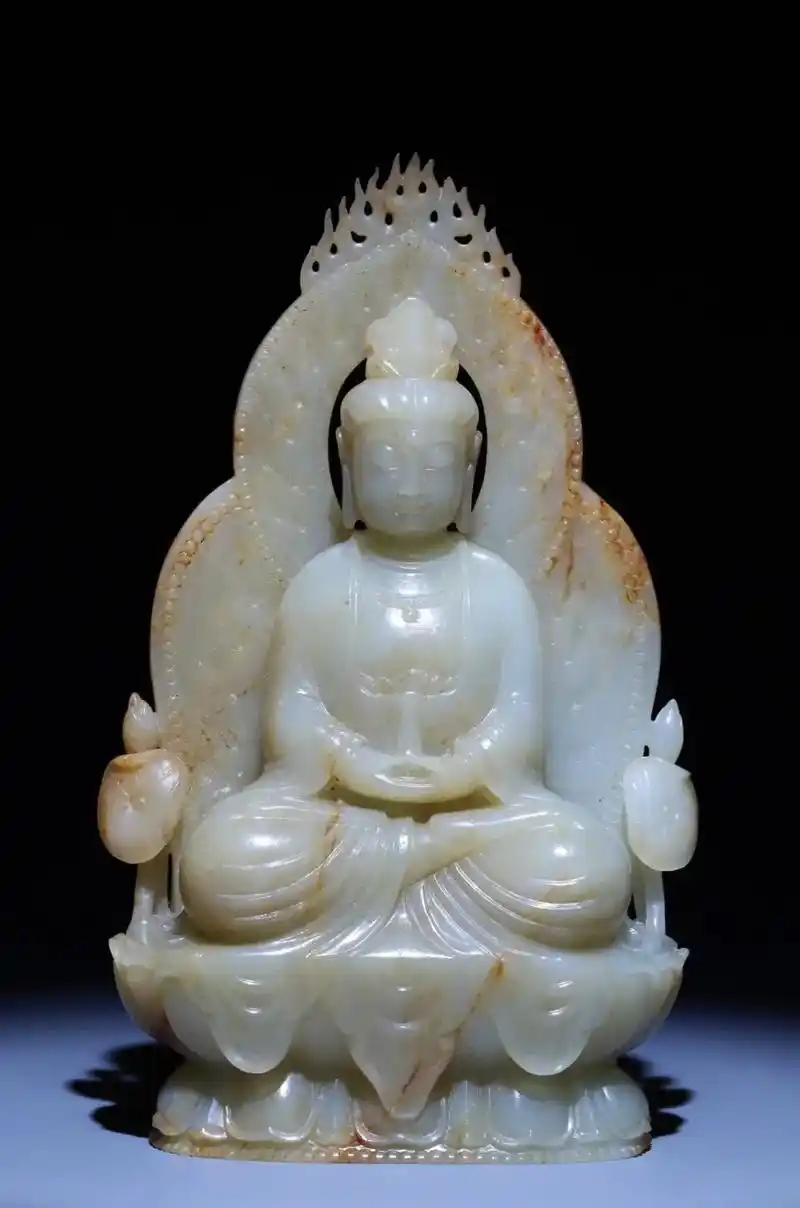 和田玉籽料观音摆件.高13.6厘米.宽7.9厘米.厚3.5厘 - 抖音