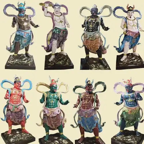 定制八大金刚玻璃钢彩绘佛像神像金刚护法像宗教庙宇塑像供应