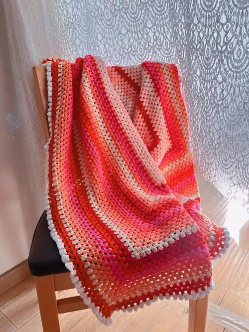 钩织  #手工钩织毯子  #钩针祖母格