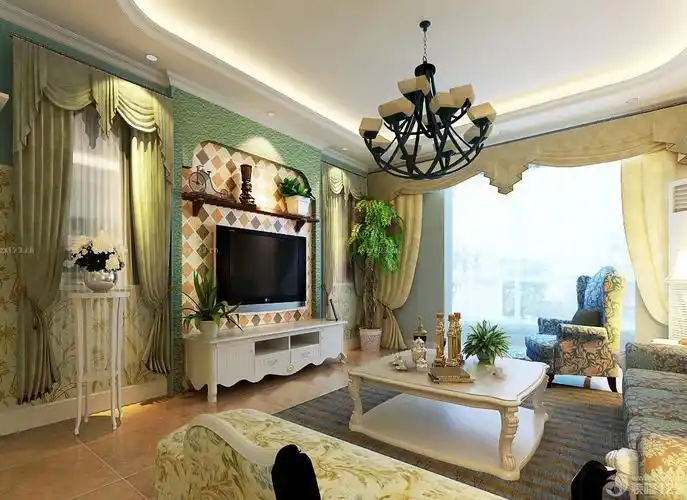 2020美式田园风格客厅花架设计图片