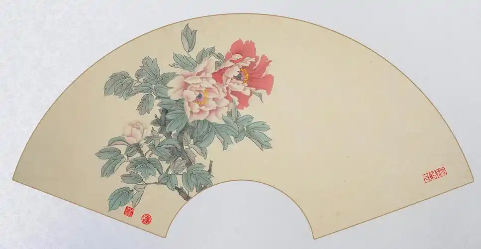 陈鹏刚工笔花鸟扇面(1)