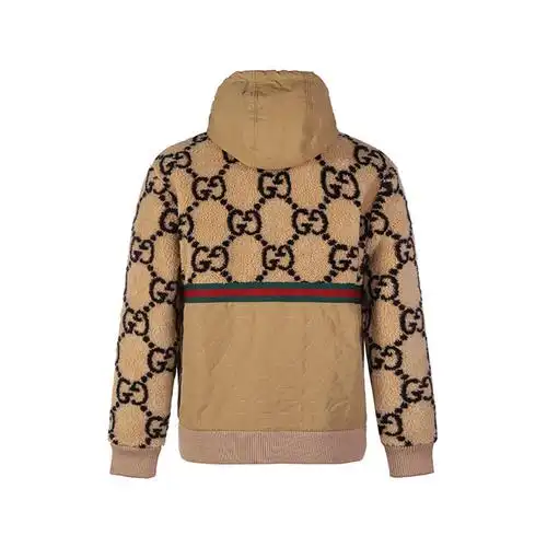 古驰 gucci 男士羊毛混纺超大造型连帽夹克外套706419 xjetl